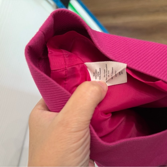 Talbots Solid Pink A-Line Short Skirt Womens 12 P Gold Buttons Sailor Style Work - Picture 6 of 6